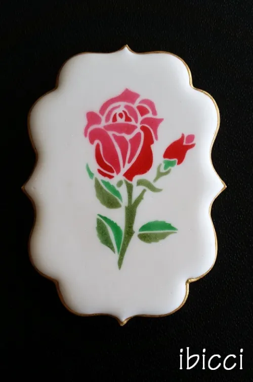 Left Stemmed Rose - Finished cookie
